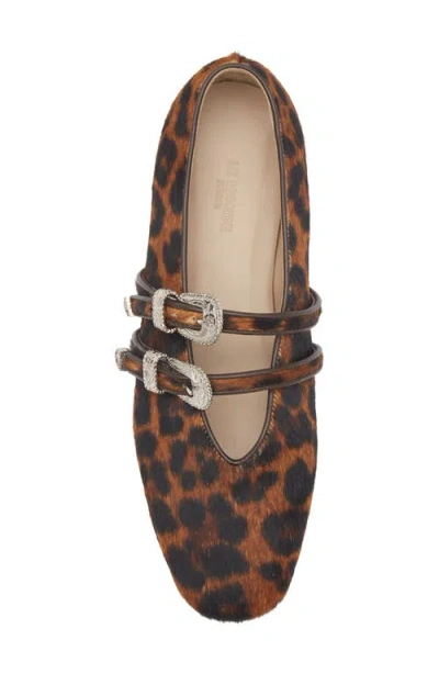 Le Monde Beryl Claudia Leopard Spot Genuine Calf Hair Mary Jane Flat In Brown