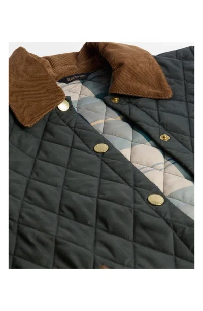 Barbour Corduroy-collar Qwuilted Jacket In Green