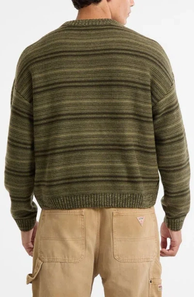 Guess Originals Boxy Stripe Sweater In Green