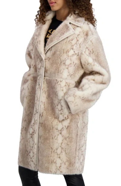 Karl Lagerfeld Paris Faux Fur Jacket In Neutral