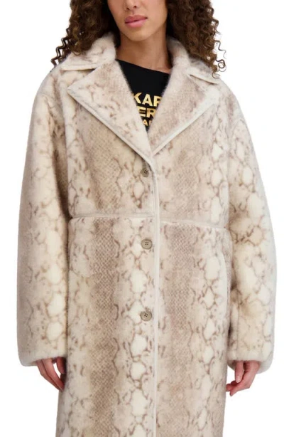 Karl Lagerfeld Paris Faux Fur Jacket In Neutral
