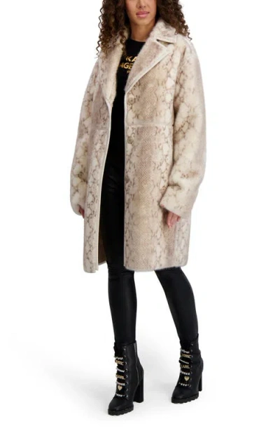 Karl Lagerfeld Paris Faux Fur Jacket In Neutral