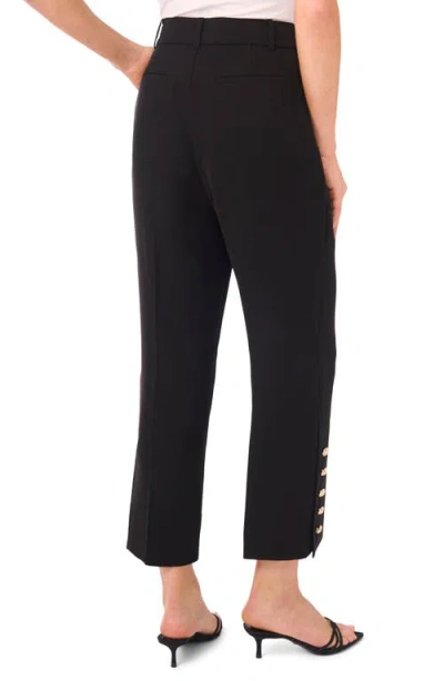 Cece Button Detail Crop Straight Leg Pants In Black