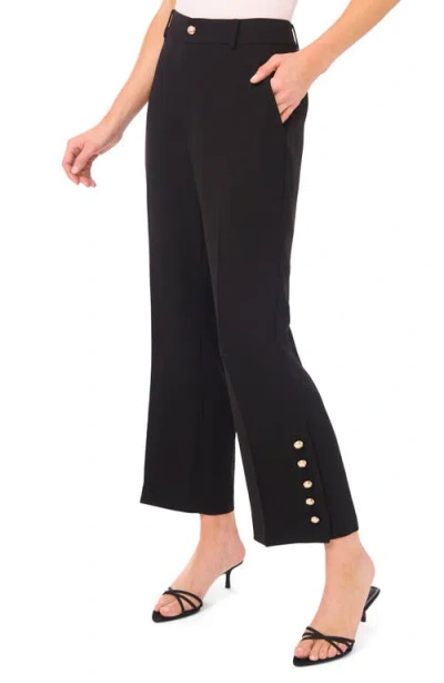Cece Button Detail Crop Straight Leg Pants In Black