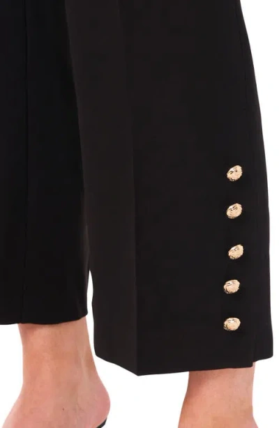 Cece Button Detail Crop Straight Leg Pants In Black