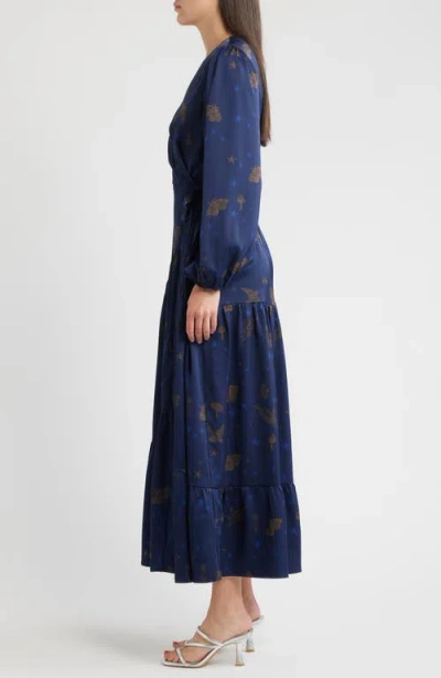 Ciebon Lilian Long Sleeve Wrap Dress In Blue