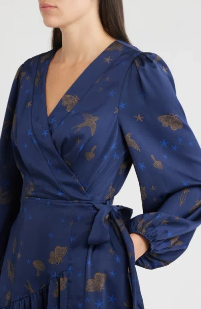 Ciebon Lilian Long Sleeve Wrap Dress In Blue