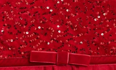 Zunie Kids' Sequin Bodice Cap Sleeve Tiered Mesh Party Dress In Red