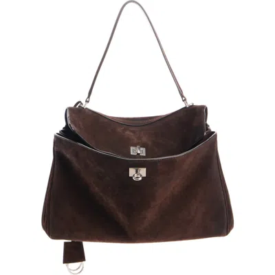 Balenciaga Rodeo Hand Medium In Waxed Suede Calfskin Bags In Burgundy