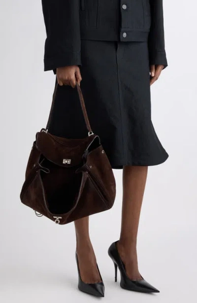 Balenciaga Rodeo Hand Medium In Waxed Suede Calfskin Bags In Burgundy