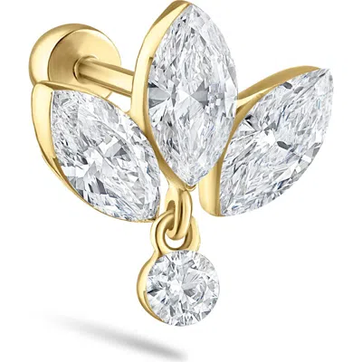 Maria Tash Invisible Diamond Lotus With Dangle Singled Threaded Stud Earring In Multi