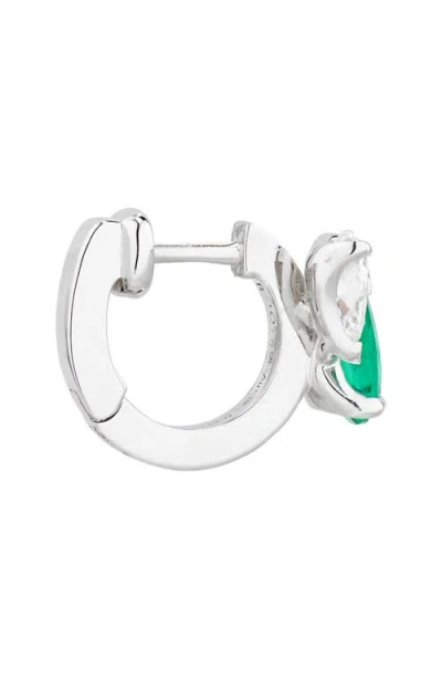 Repossi Serti Sur Vide Diamond & Emerald Single Hoop Earring In Multi