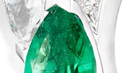 Repossi Serti Sur Vide Diamond & Emerald Single Hoop Earring In Multi