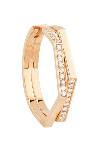 Repossi Antifer 2-row Diamond Pavé Huggie Hoop Earring In Gold