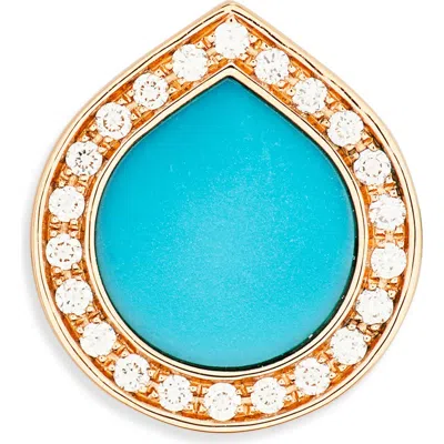 Repossi Antifer Turquoise & Diamond Pavé Stud Earring In Brown