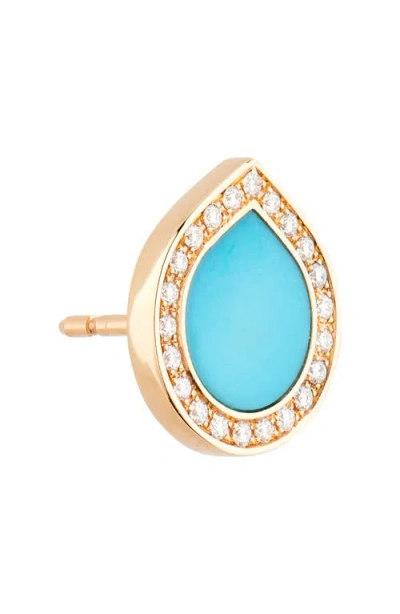 Repossi Antifer Turquoise & Diamond Pavé Stud Earring In Brown