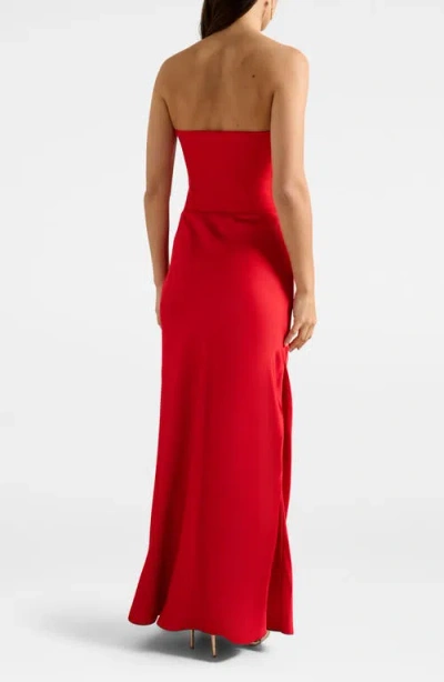 Ever New Isra Draped Waist Strapless Gown In Red