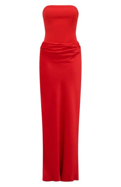 Ever New Isra Draped Waist Strapless Gown In Red