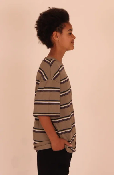 Tiny Tribe Kids' Stripe Rib Stretch Cotton T-shirt In Multi