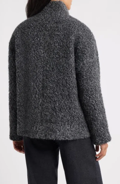 Eileen Fisher Alpaca & Wool Blend Faux Shearling Short Coat In Gray