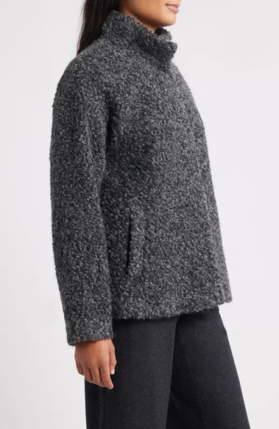 Eileen Fisher Alpaca & Wool Blend Faux Shearling Short Coat In Gray