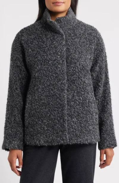 Eileen Fisher Alpaca & Wool Blend Faux Shearling Short Coat In Gray