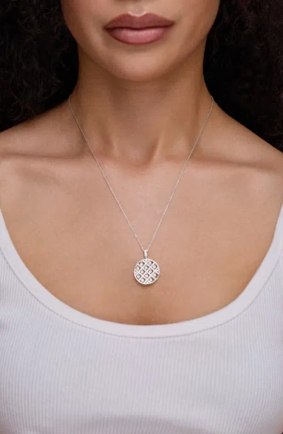 Bony Levy Audrey Diamond Lattice Medallion Necklace In Silver