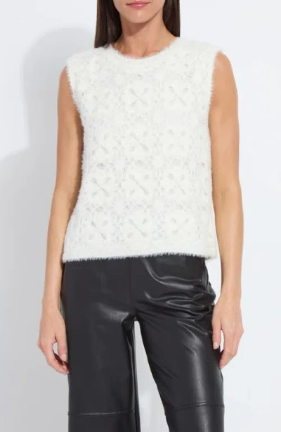 Lyssé Lysse Camila Crochet Fuzzy Sleeveless Sweater In White