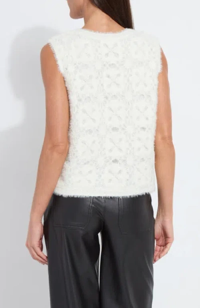 Lyssé Lysse Camila Crochet Fuzzy Sleeveless Sweater In White