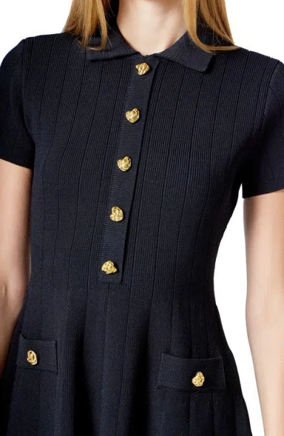 Endless Rose Jewel Buttoned Mini Dress In Black