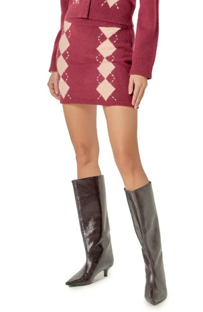 English Factory Argyle Knit Miniskirt In Red