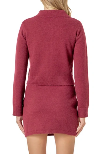 English Factory Collared Argyle Cardigan In Red