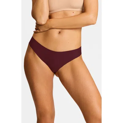 Commando Butter Mid-rise Thong In Burgundy