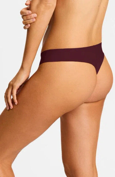 Commando Butter Mid-rise Thong In Burgundy