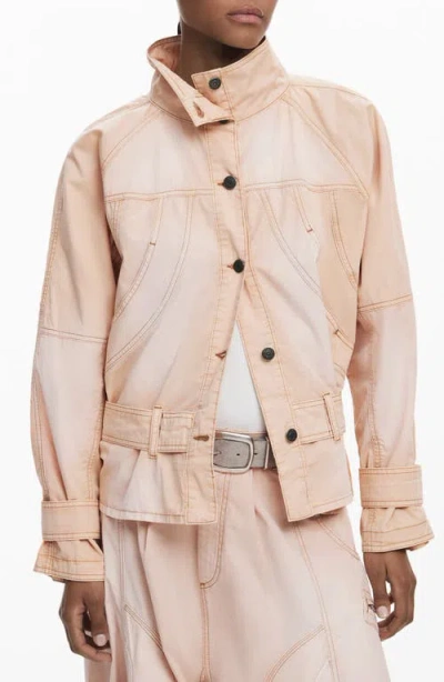 Desigual Belt Detail Cotton Jacket In Pink