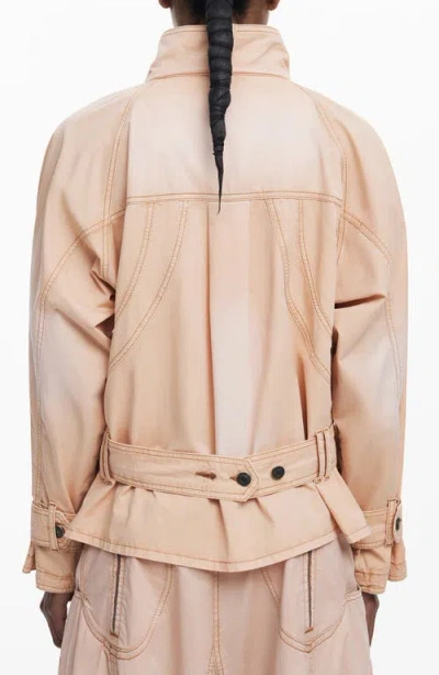 Desigual Belt Detail Cotton Jacket In Pink