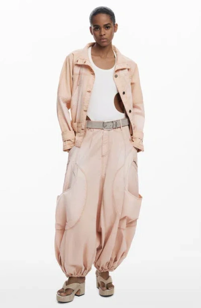 Desigual Belt Detail Cotton Jacket In Pink