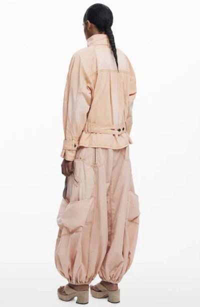 Desigual Belt Detail Cotton Jacket In Pink