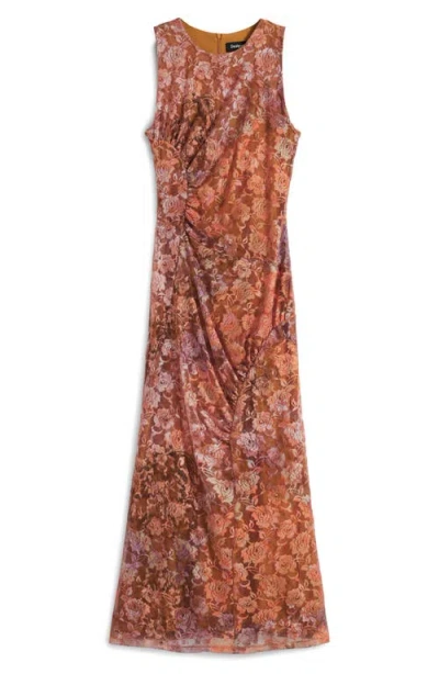 Desigual Floral Sleeveless Midi Dress In Brown