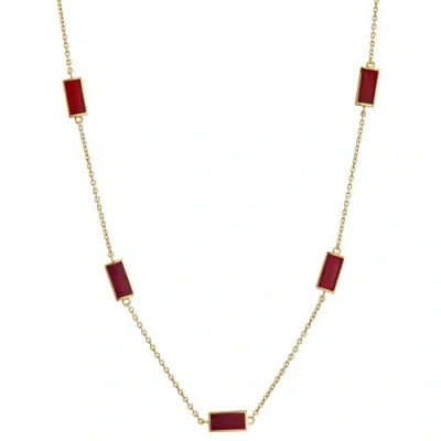 Jan Leslie Five Stations Rectangle Dash Necklace In Sterling 18k Gold Overlay In Gold