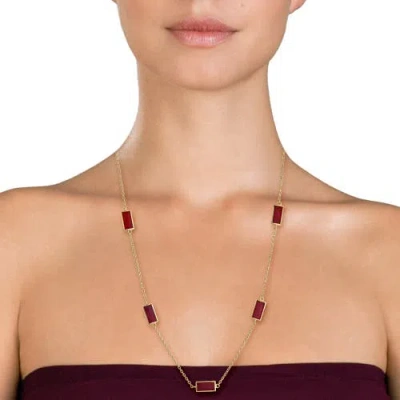 Jan Leslie Five Stations Rectangle Dash Necklace In Sterling 18k Gold Overlay In Gold