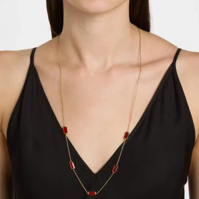 Jan Leslie Five Stations Rectangle Dash Necklace In Sterling 18k Gold Overlay In Gold