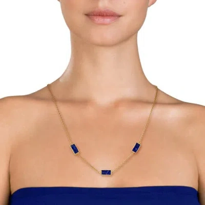 Jan Leslie Three Station Rectangle Dash Necklace In Sterling 18k Gold Overlay In Gold