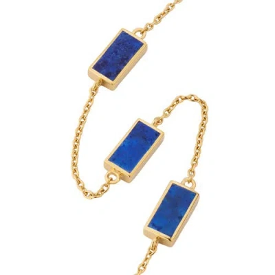 Jan Leslie Three Station Rectangle Dash Necklace In Sterling 18k Gold Overlay In Gold