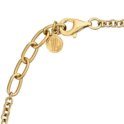 Jan Leslie Five Station Dash Rectangle Bracelet In Sterling With 18k Gold Overlay In Blue