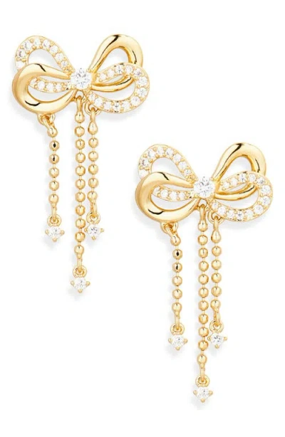 Nadri Chain Drop Bow Earrings In Gold