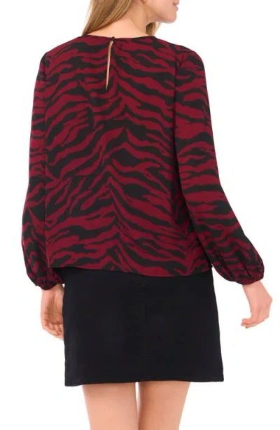 Vince Camuto Plus Size Printed Long Sleeve Top In Burgundy