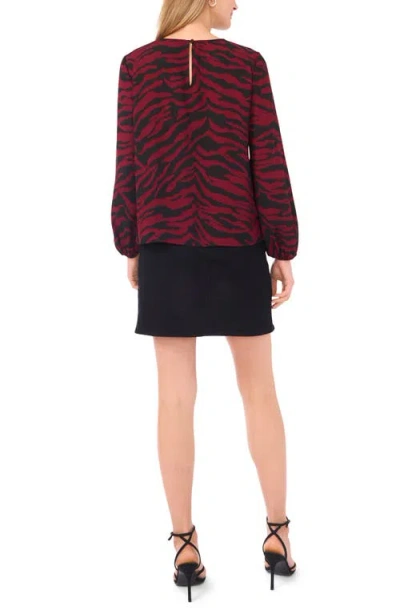 Vince Camuto Plus Size Printed Long Sleeve Top In Burgundy