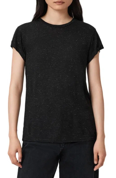 Allsaints Anna Shimmer T-shirt In Black