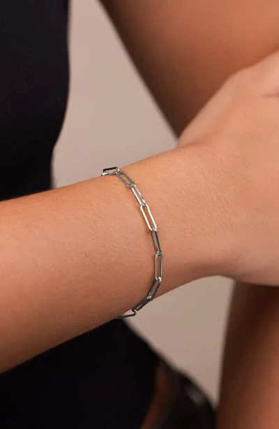 Sterling Forever Sterling Silver Bold Paperclip Chain Bracelet In Metallic